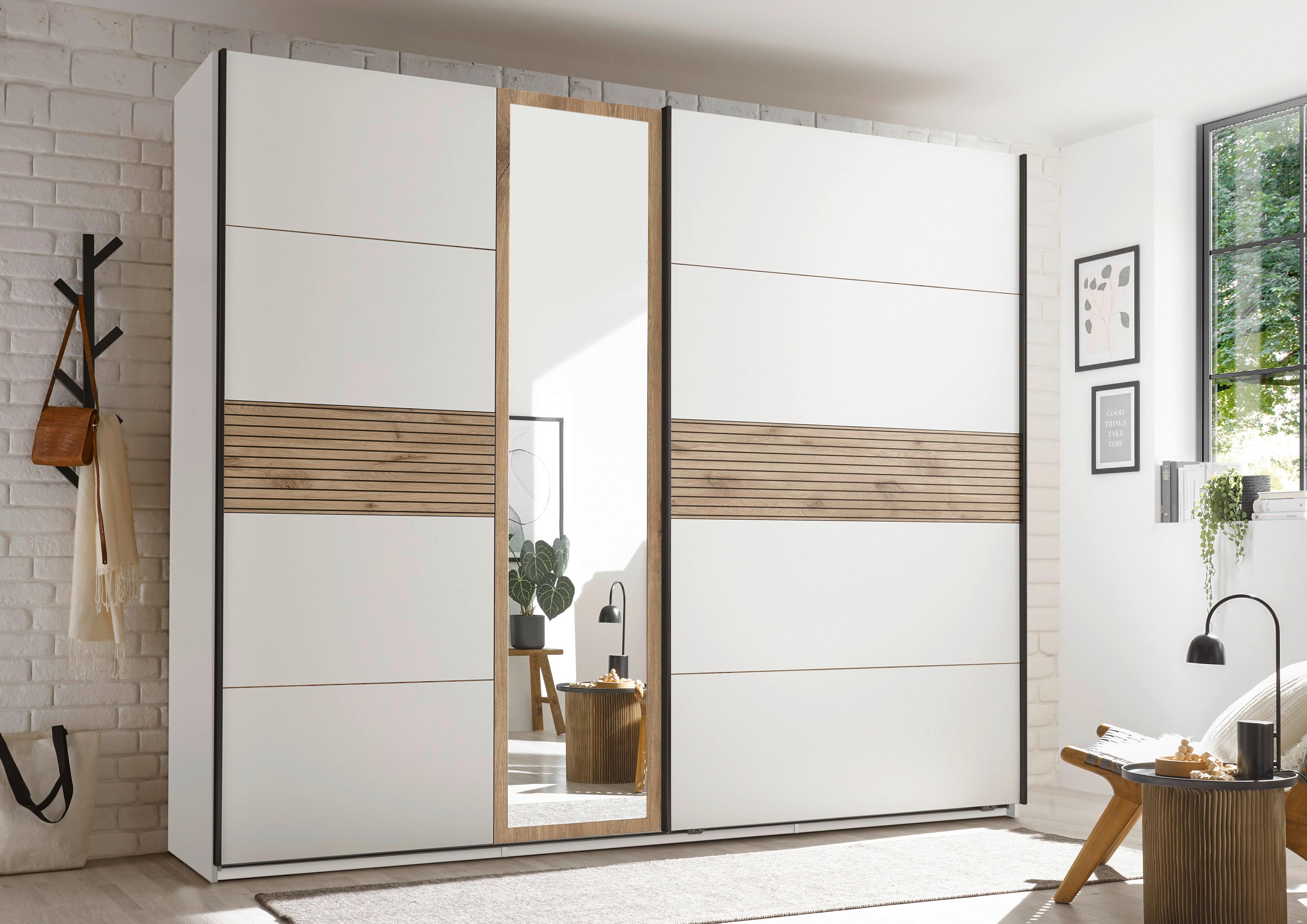Schwebetürenschrank Daria Leo Ohne Passepartout, B: 270,1 Cm - Eichefarben/Weiß, MODERN, Holzwerkstoff (270,1/225,5/59,6cm) - MID.YOU