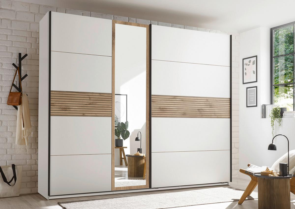 Schwebetürenschrank Daria Leo Ohne Passepartout, B: 270,1 Cm - Eichefarben/Weiß, MODERN, Holzwerkstoff (270,1/225,5/59,6cm) - MID.YOU