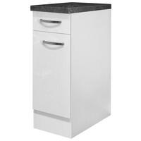 Küchenunterschrank Alba B: 30 cm Weiß/Schiefer mit Lade - Schieferfarben/Weiß Hochglanz, MODERN, Holzwerkstoff (30/86/60cm)