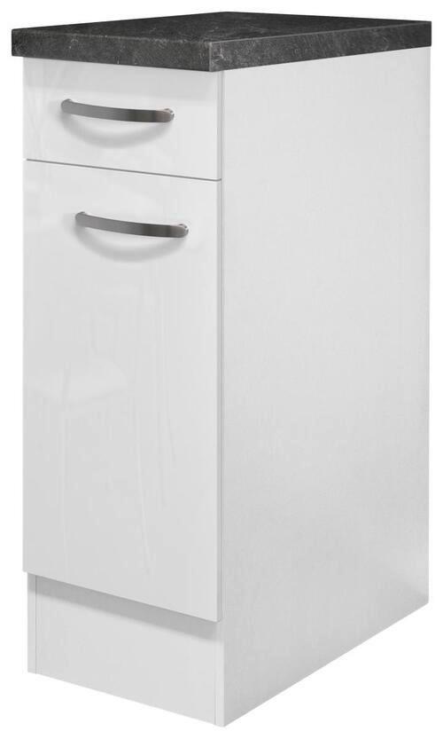 Küchenunterschrank Alba B: 30 cm Weiß/Schiefer mit Lade