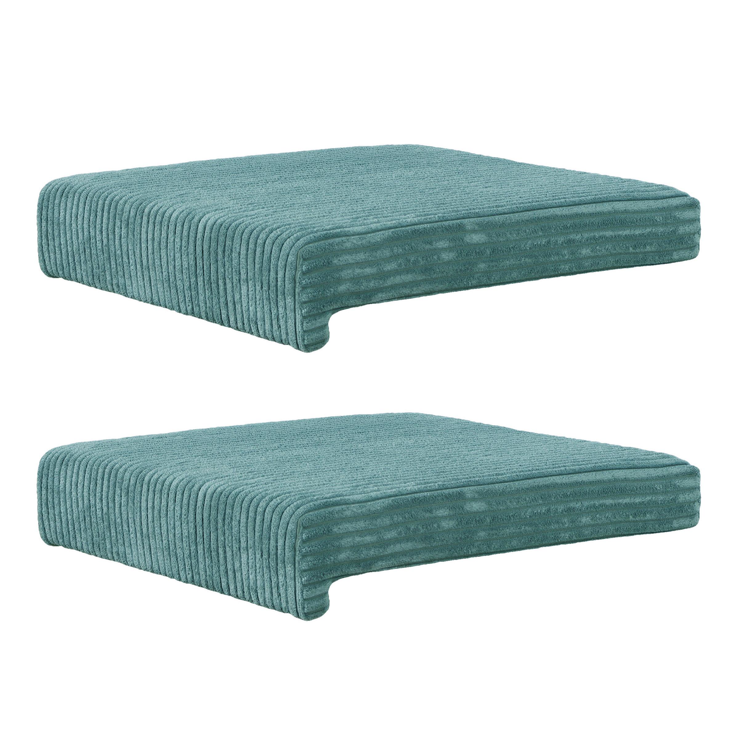 Bankkissen 2-Tlg. Set Cord, Türkis, LxB: 40x35/38 cm - Türkis, Basics, Textil (40/35/38/5/8cm)