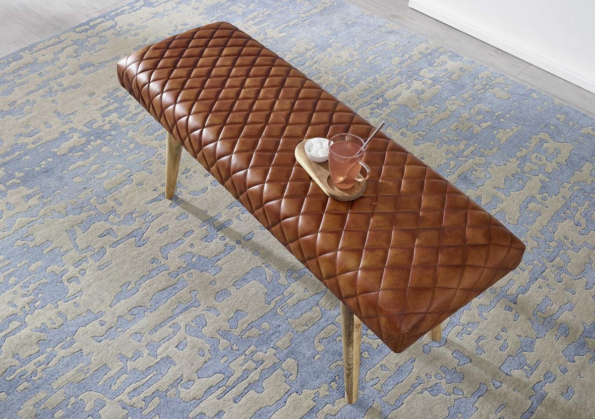 Víceúčelová lavice hnědá kůža - přírodní barvy/hnědá, Moderní, dřevo/kůže (115/53/38cm) - MID.YOU