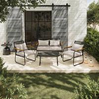 Terasová sedací souprava ELLY - šedá/černá, Moderní, kov/textil (116/77/71cm) - Bessagi Garden