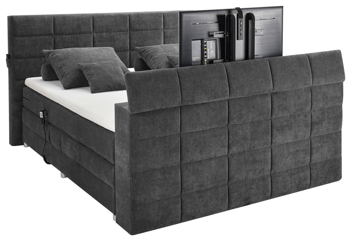 Boxspringbett Mit Topper 180x200 Cm Demver - Anthrazit, KONVENTIONELL, Textil (180/200cm) - Carryhome