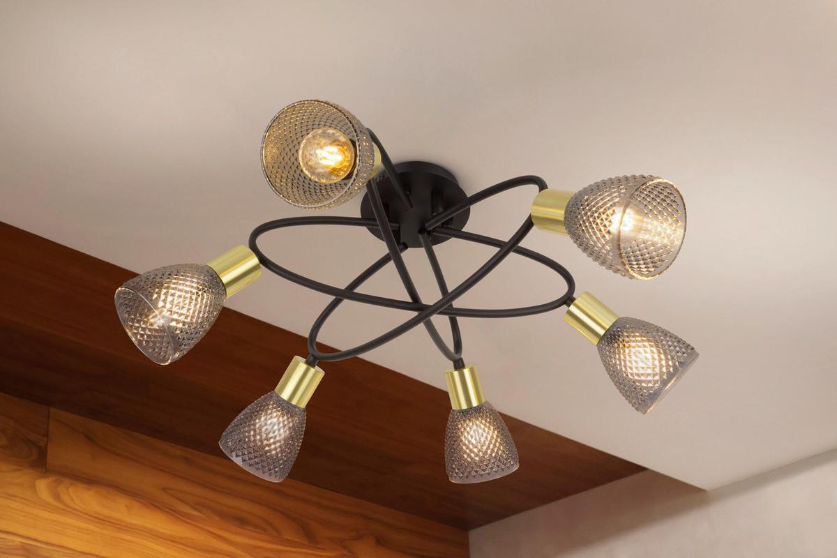 Deckenstrahler Exkl. 6xe14, 40w - Schwarz, LIFESTYLE, Glas/Metall (59/26cm) - Näve