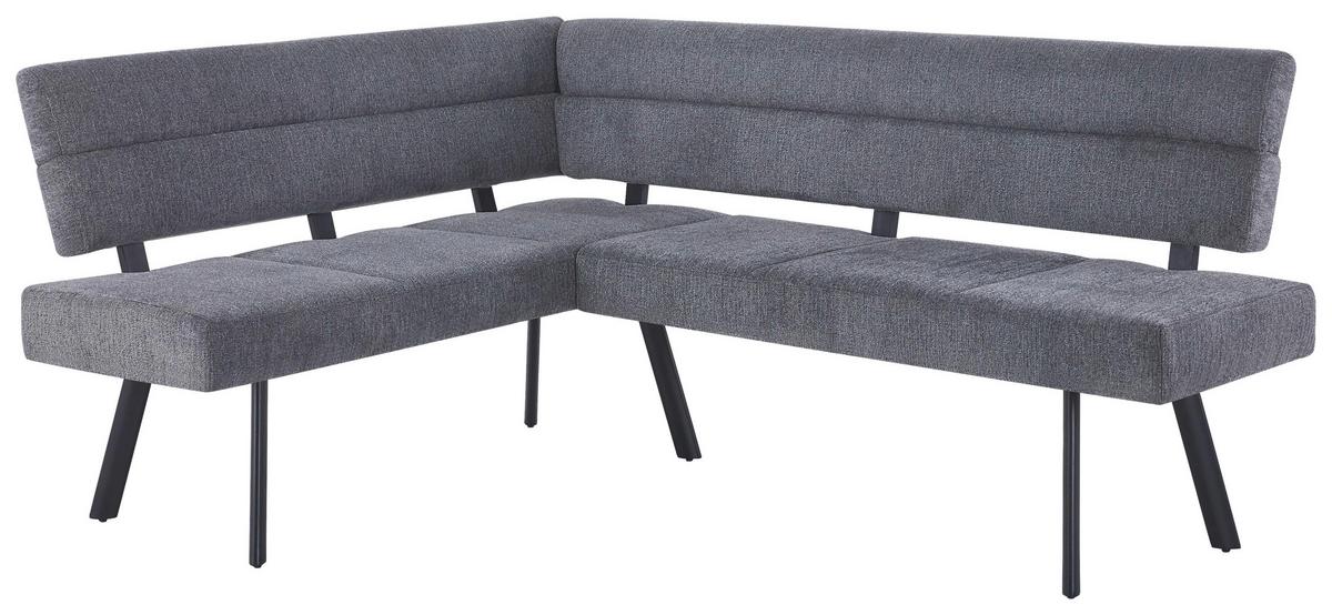 Eckbank Paros Anthrazit, S: 150x190 cm - Anthrazit/Schwarz, KONVENTIONELL, Textil/Metall (150/190cm) - MID.YOU