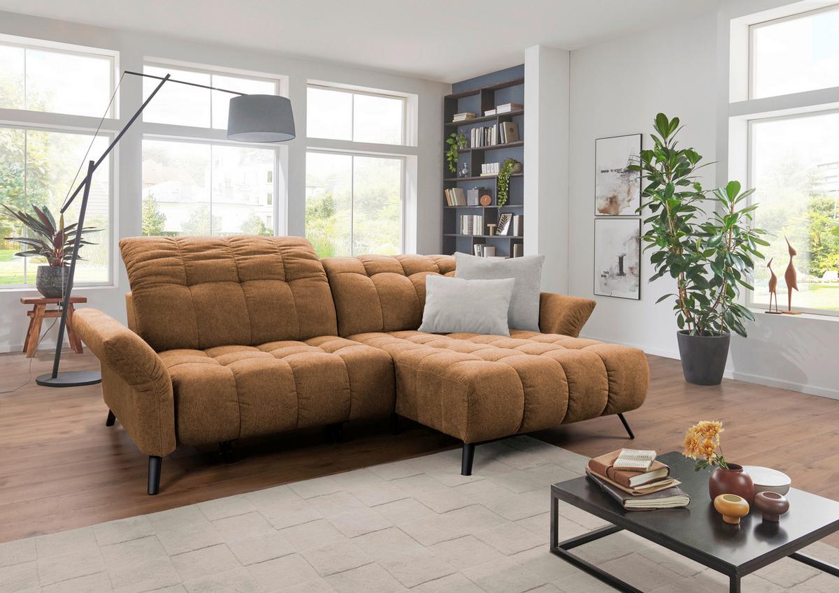 Ecksofa Coast Cognac B: 244-270 Cm - Cognac/Schwarz, KONVENTIONELL, Holzwerkstoff/Textil (244-270/87-104/173cm)