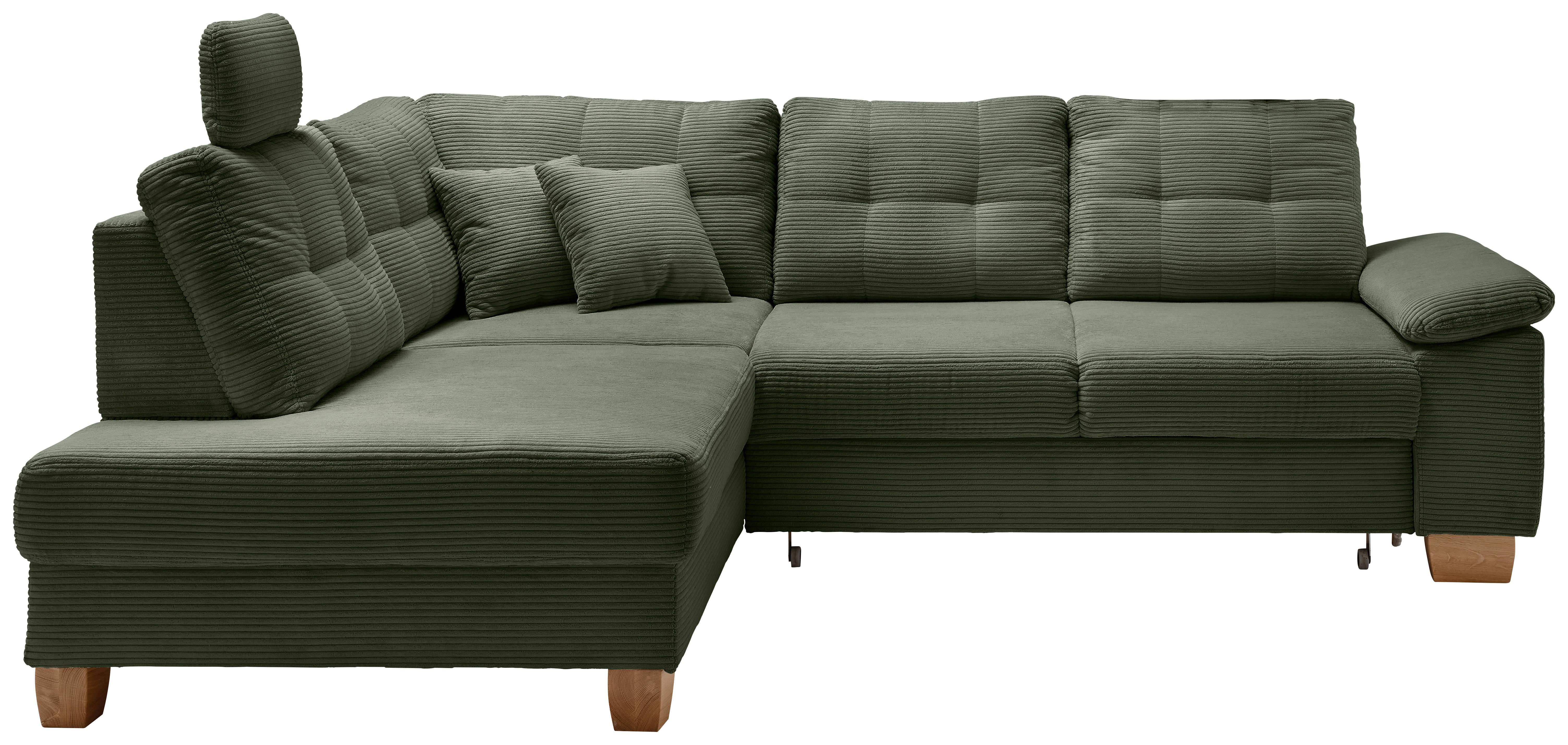 Ecksofa Brizzini Dunkelgrün S: 206x274 cm - Dunkelgrün/Naturfarben, MODERN, Textil (206/274cm) - Livetastic