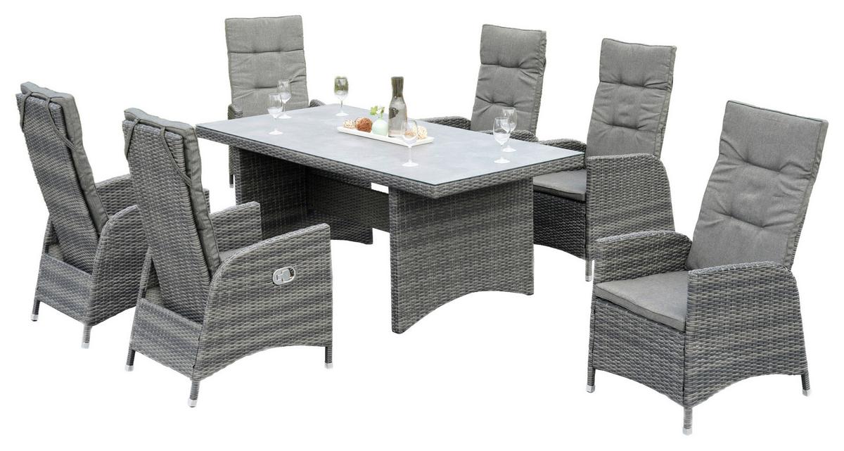 Gartenset Bologna - Grau, MODERN, Kunststoff/Textil - Gardenson