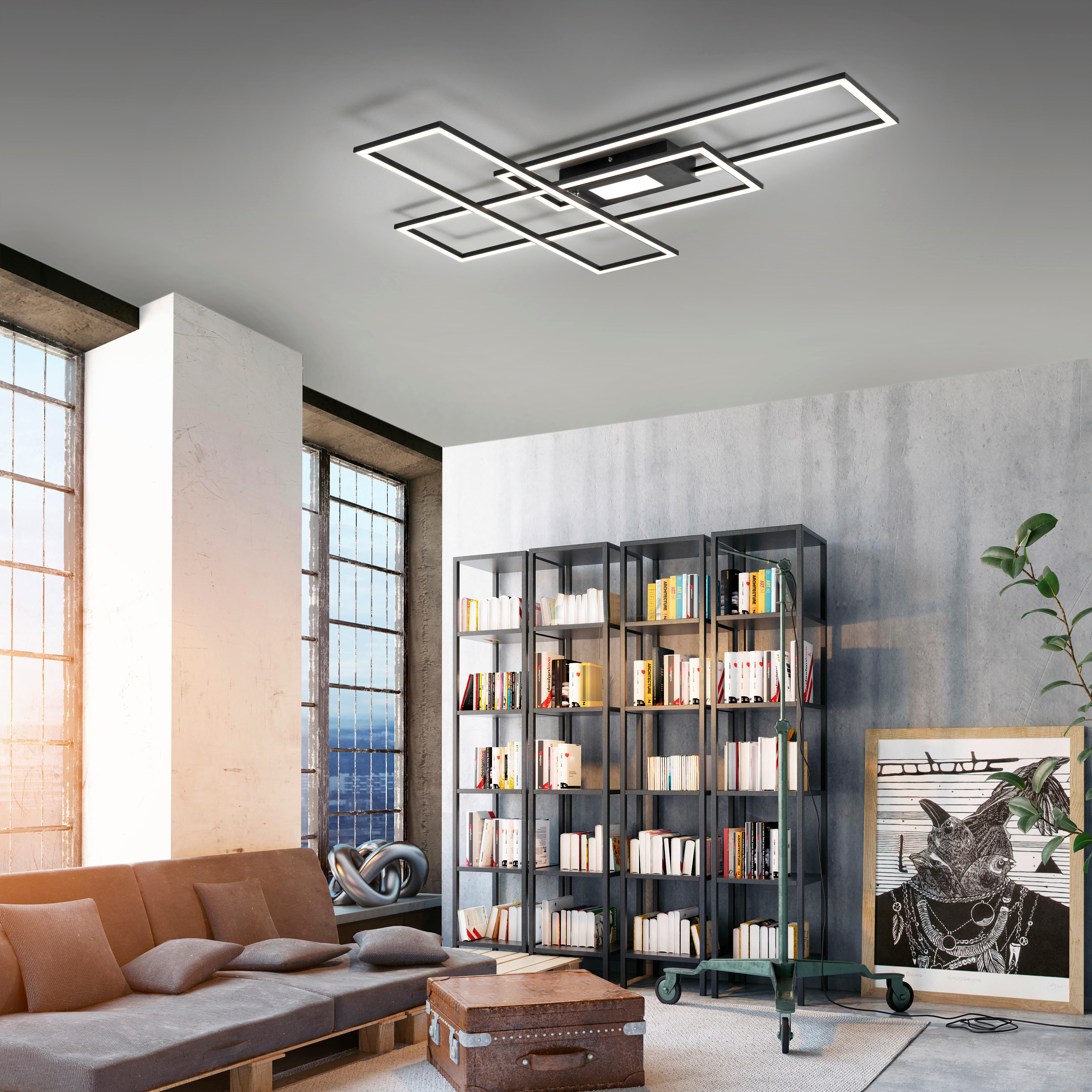 LED-Deckenleuchte ASMIN aus Kunststoff/Metall in Schwarz Milieu