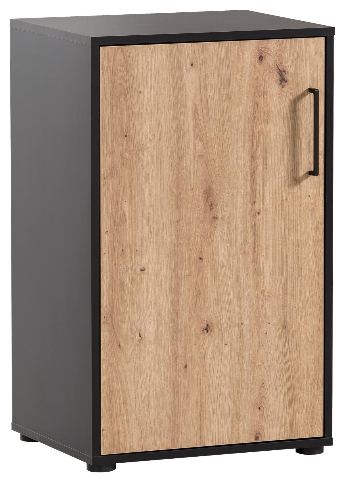 Aktenschrank Aino Eiche Dekor /schwarz B: 50,95 Cm - Schwarz/Eiche Artisan, MODERN, Holzwerkstoff (50,95/83,6/41cm) - MID.YOU