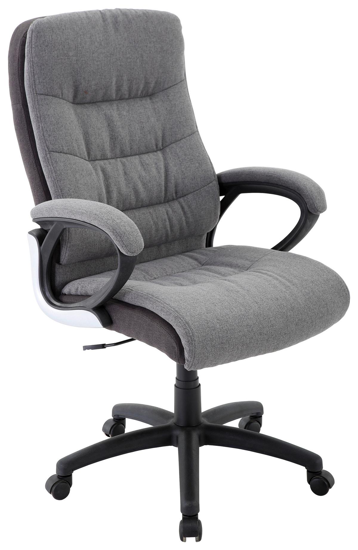 Chefsessel Claudia Mit Armlehnen Stoffbezug Grau - Hellgrau/Schwarz, MODERN, Kunststoff/Textil (67/112-122/65cm)