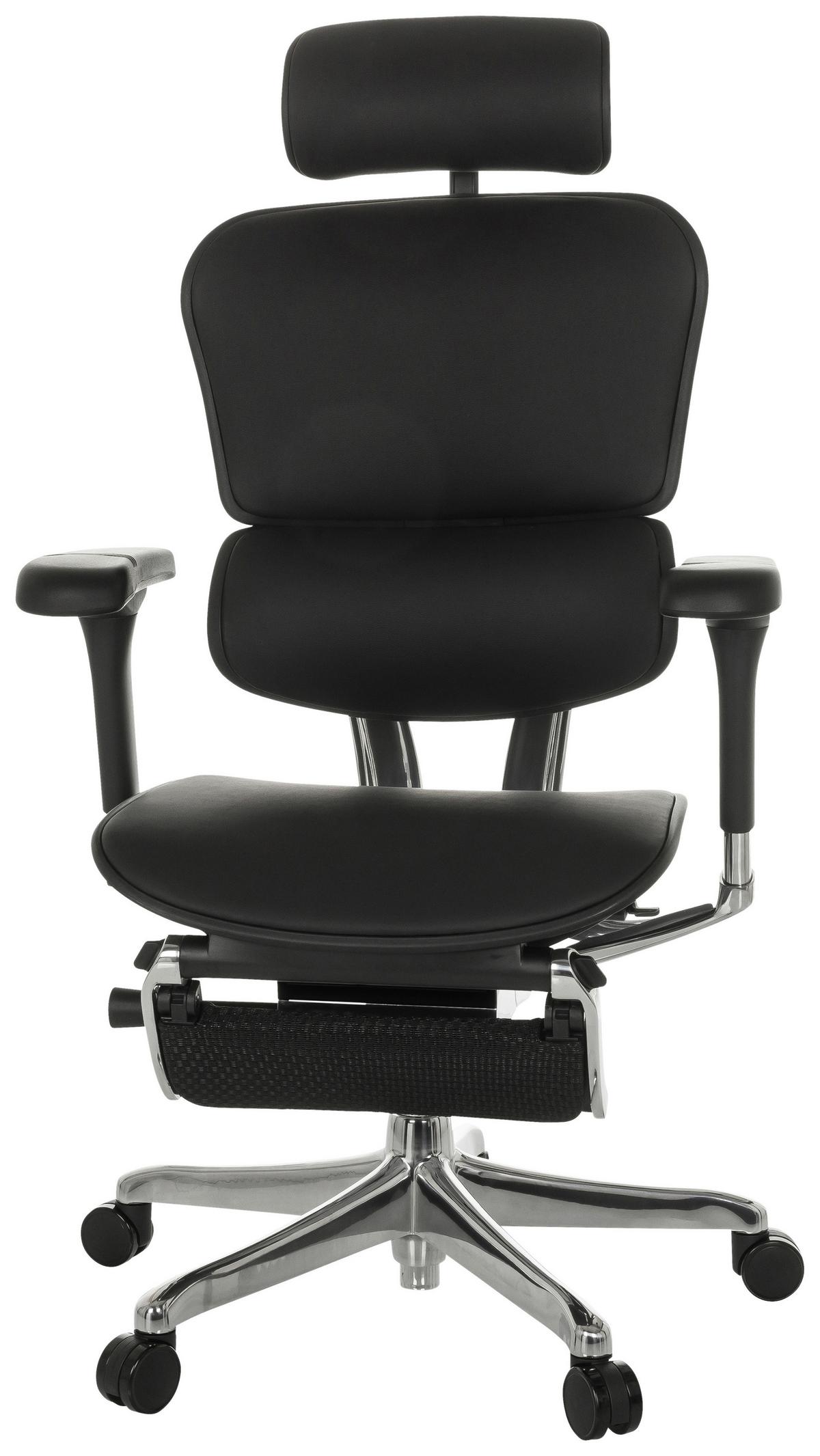 Drehstuhl Ergohuman Plus Schwarz B: 76 cm - Schwarz, MODERN, Leder/Kunststoff (76/119 - 138/64cm) - MID.YOU