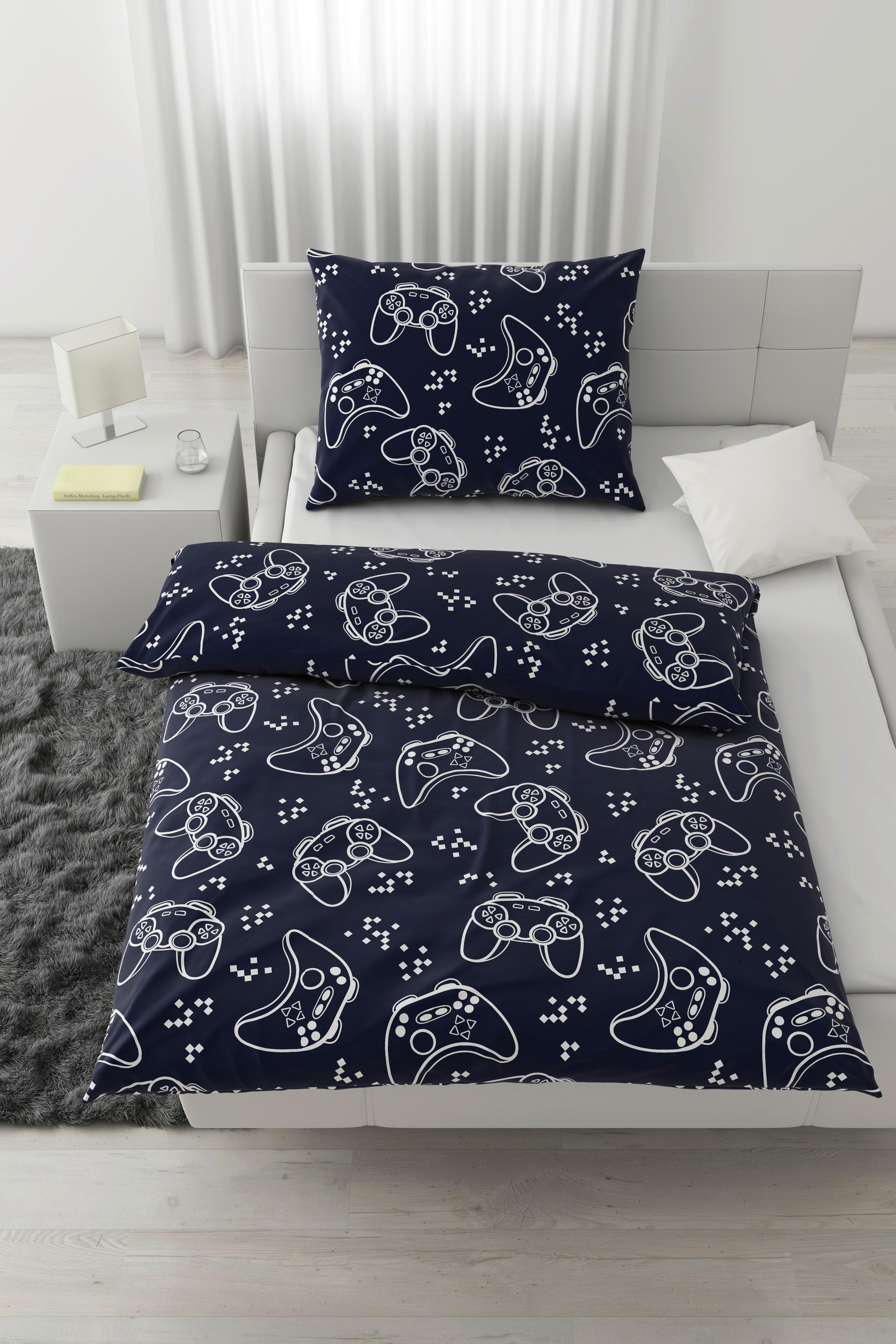 POSTEĽNÁ BIELIZEŇ PRE MLÁDEŽ GAMING -EXT- - modrá, textil (140/200cm) - Modern Living