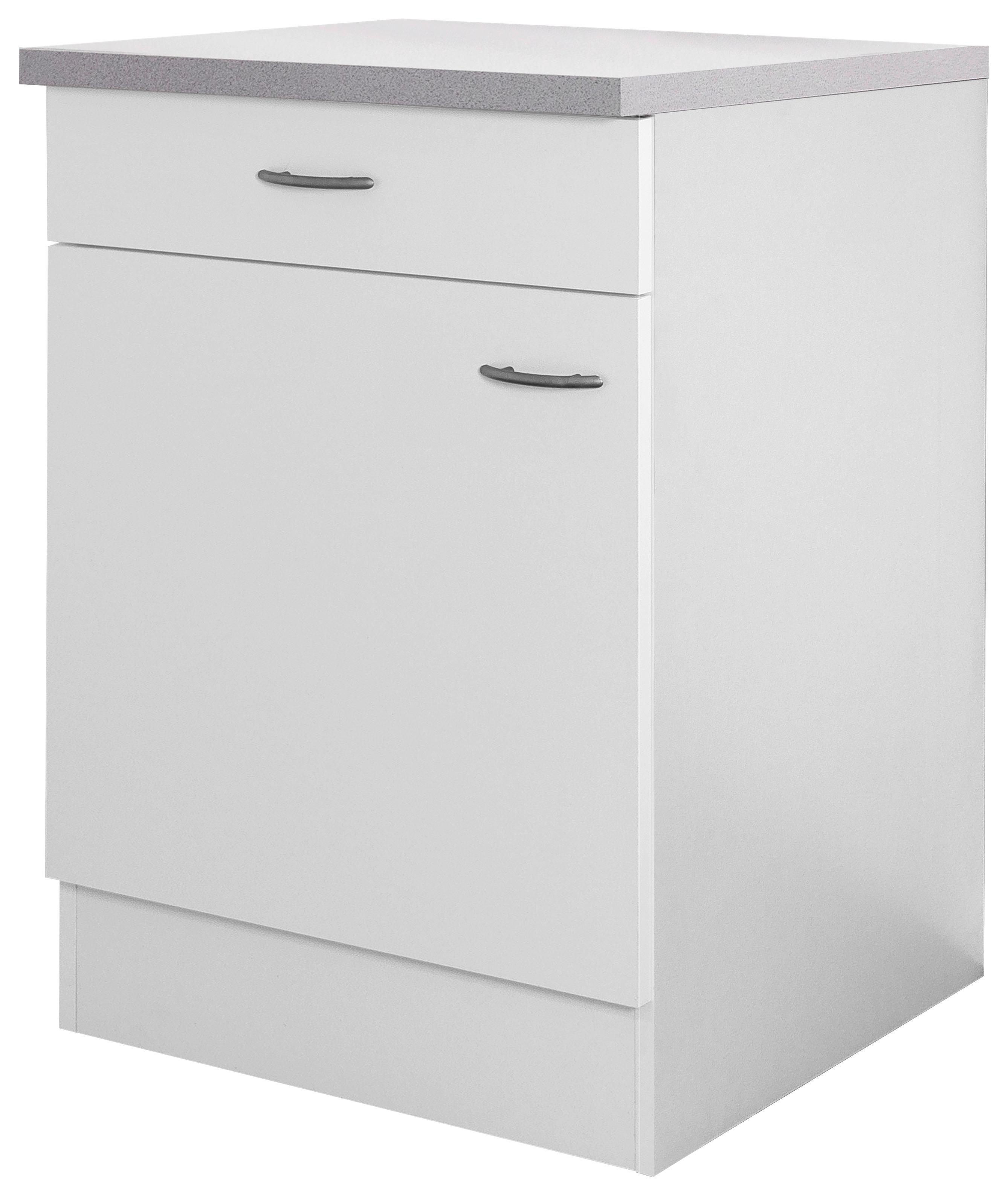 Spodná kuchynská skrinka WITO - biela/farba ušľachtilej ocele, kompozitné drevo/plast (60/85/60cm) - MID.YOU