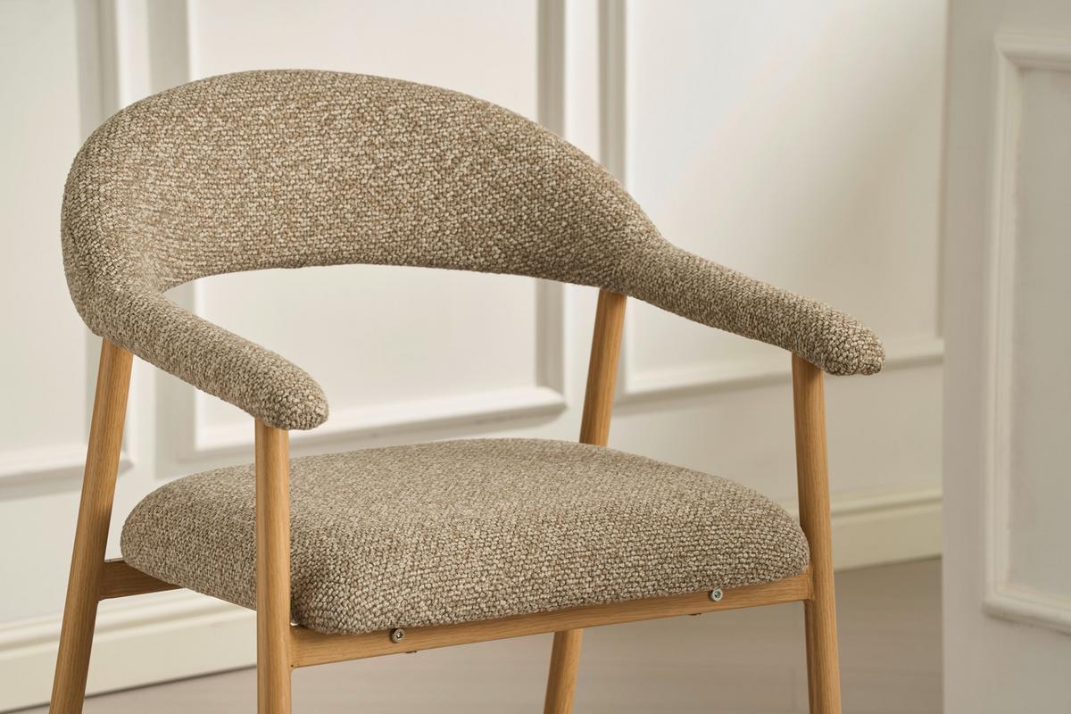 Barhocker Boucle Taupe/Eichefarben B: 54 cm - Taupe/Eichefarben, MODERN, Holz/Textil (54/94,5/54,5cm) - Livetastic