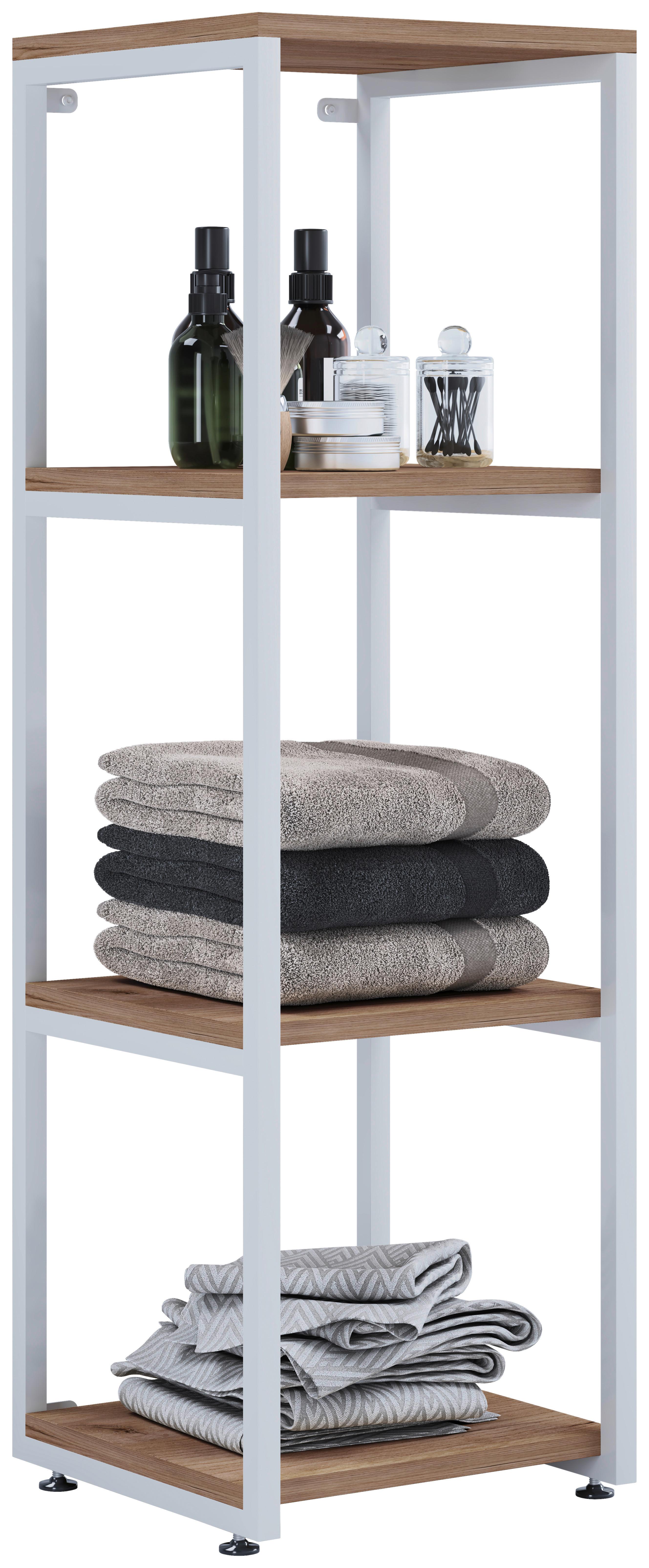 Regal Bitila L B: 35cm Weiß, Honigeiche - Honigeiche/Weiß, MODERN, Holzwerkstoff/Metall (35/111,8/35cm) - MID.YOU