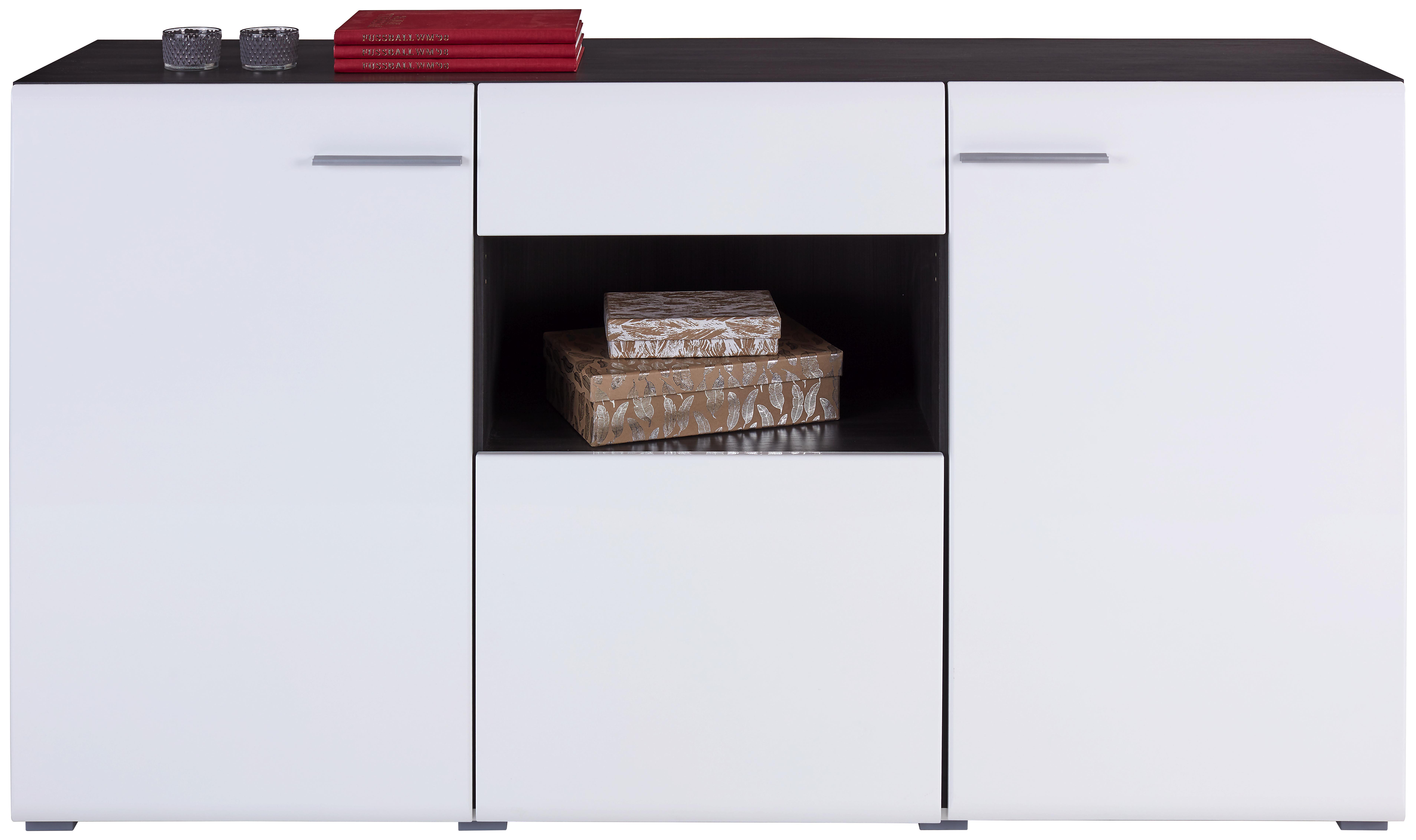 Sideboard Enzo B:173cm Weiß/ North Wood Black Dekor - Alufarben/Schwarz, MODERN, Holzwerkstoff (173/96,5/41,5cm)