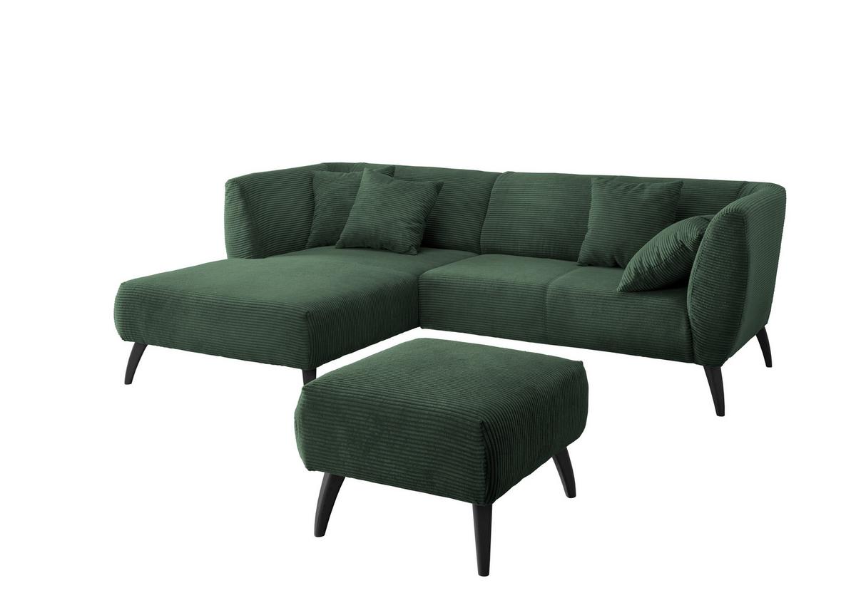 Ecksofa Colori Dunkelgrün S: 160/264 cm - Dunkelgrün/Schwarz, MODERN, Holz/Textil (160/264cm) - MID.YOU