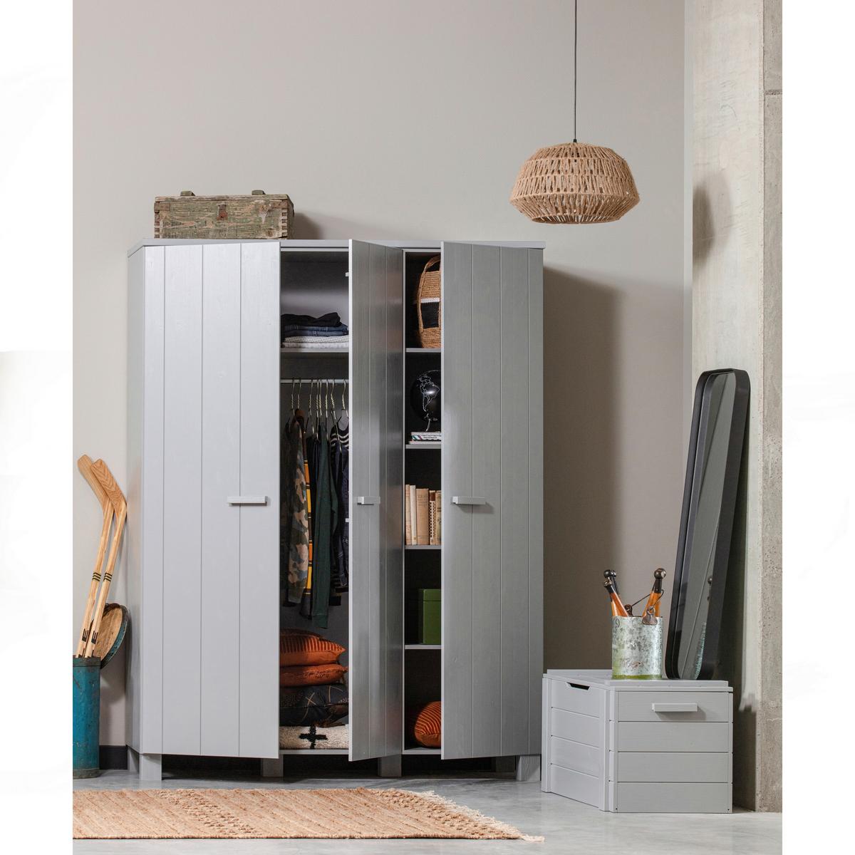 Garderobenschrank Dennis Grau B: 158 Cm - Grau, Design, Holz/Holzwerkstoff (158/202/55cm) - Livetastic