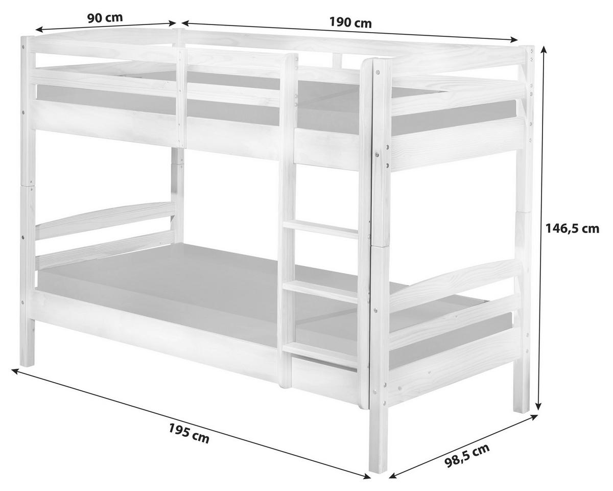 Etagenbett Rick - Weiß/Naturfarben, MODERN, Holz (90/190cm) - MID.YOU