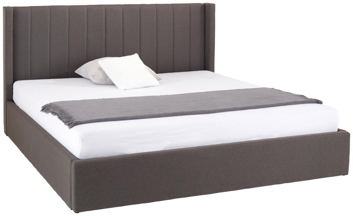 Čalouněná postel s vysokým čelem NICI, 180x200, šedá - černá/tmavě šedá, Moderní, kov/dřevo (180/200cm) - Livetastic