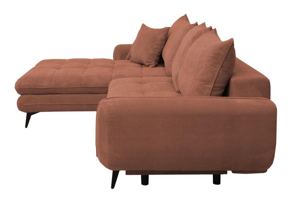 Rohová sedačka WAVE, ľavá, staroružová - čierna/staroružová, Modern, kov/textil (189/266cm)