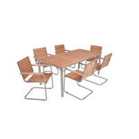 Gartentischgruppe Denver - Silberfarben/Braun, Basics, Holz/Metall - Gardenson