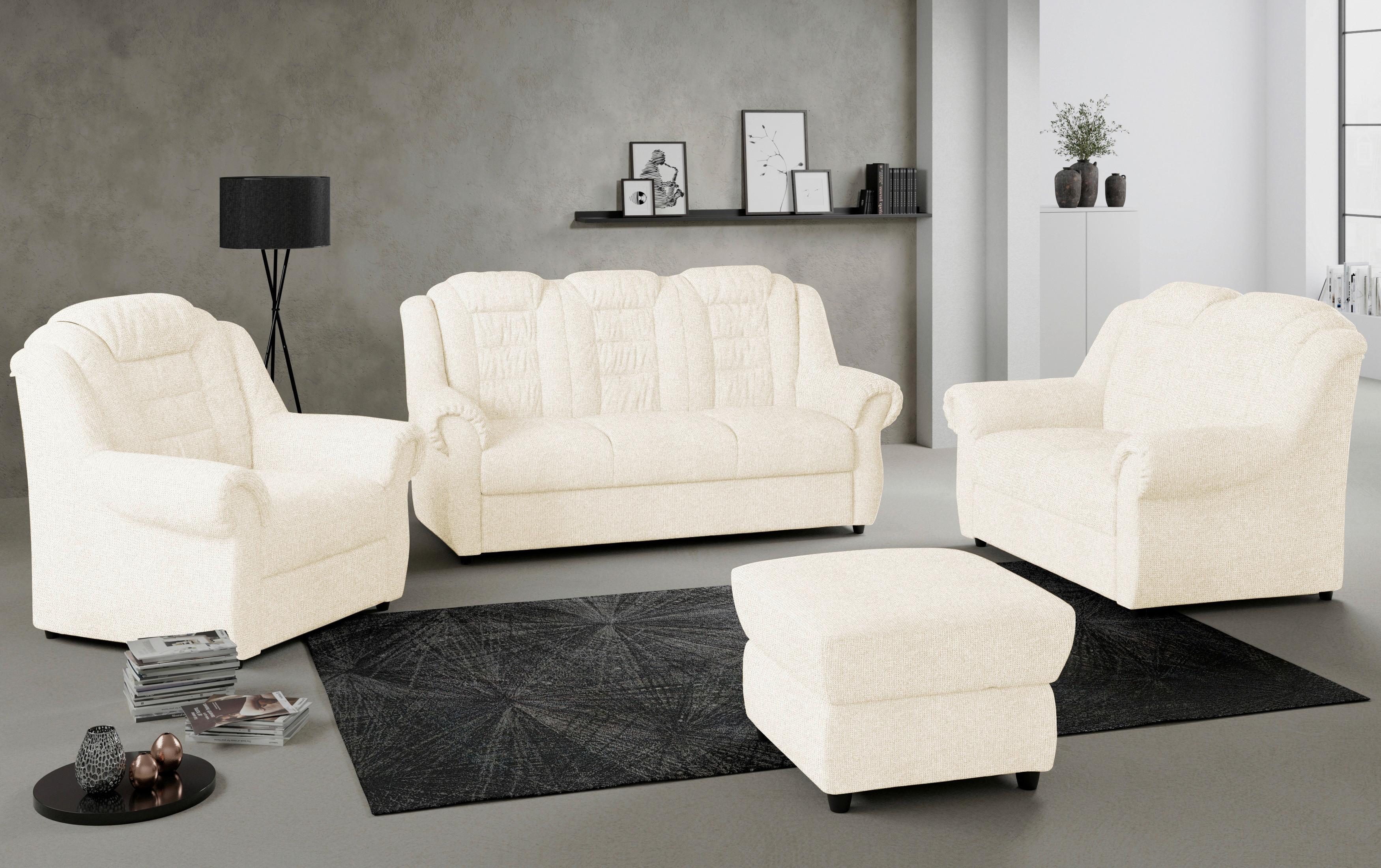 Polsterhocker Boston Creme Chenille - Creme/Schwarz, KONVENTIONELL, Textil (68/45/68cm) - Livetastic