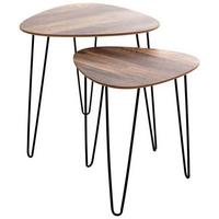 Kisasztal Szett Duo - fekete/tölgyfa, Modern, faalapú anyag/fém (48/48/48cm)