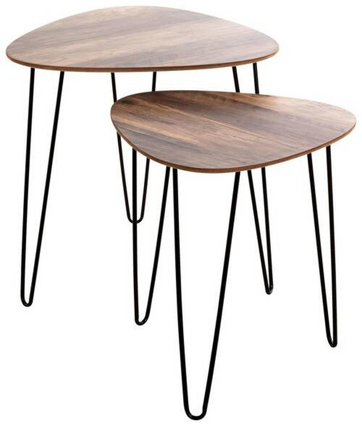 Kisasztal Szett Duo - fekete/tölgyfa, Modern, faalapú anyag/fém (48/48/48cm)
