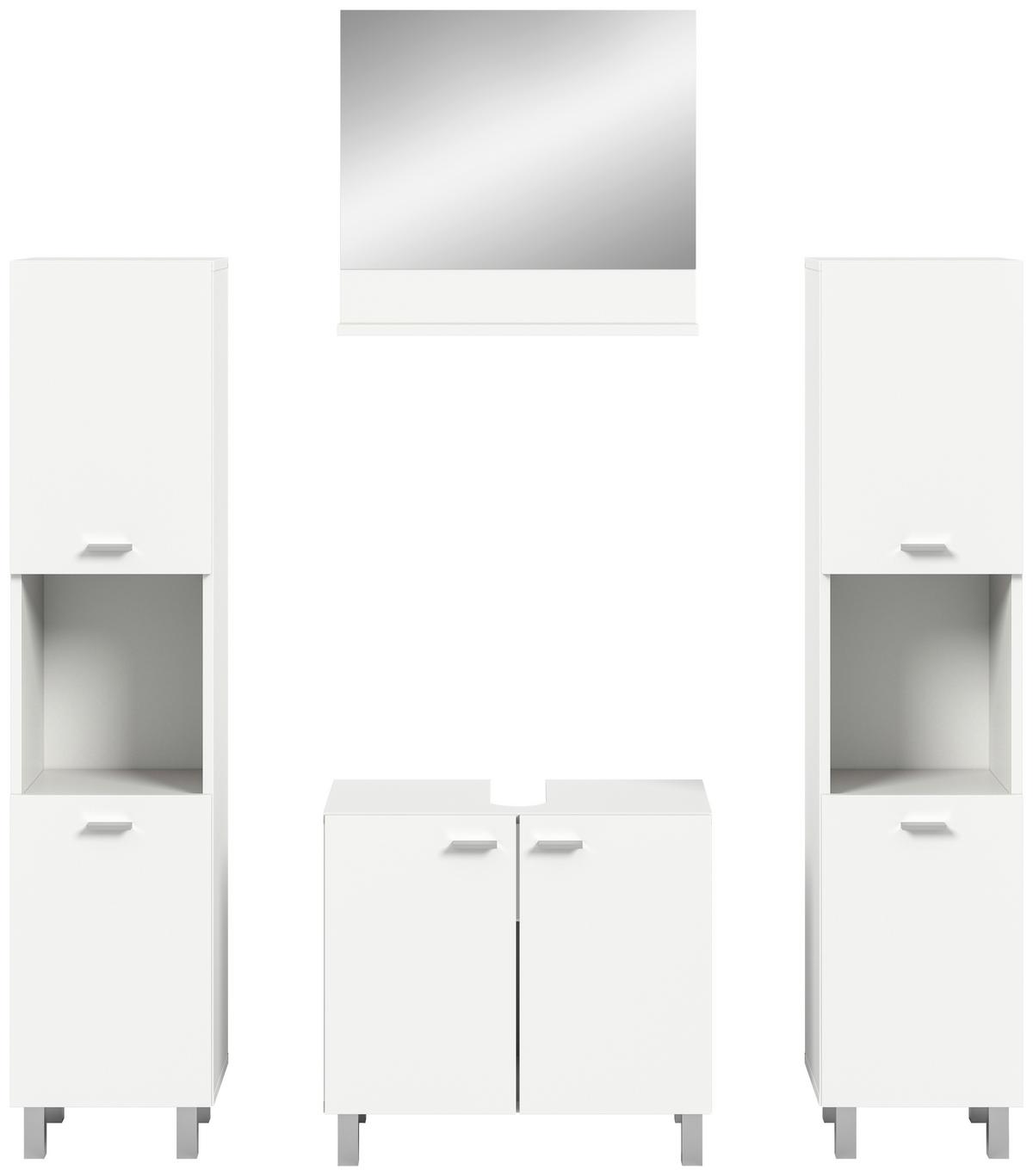 Badezimmer Boston Weiß D: 117 Cm - Silberfarben/Weiß, MODERN, Glas/Holzwerkstoff (117cm) - MID.YOU