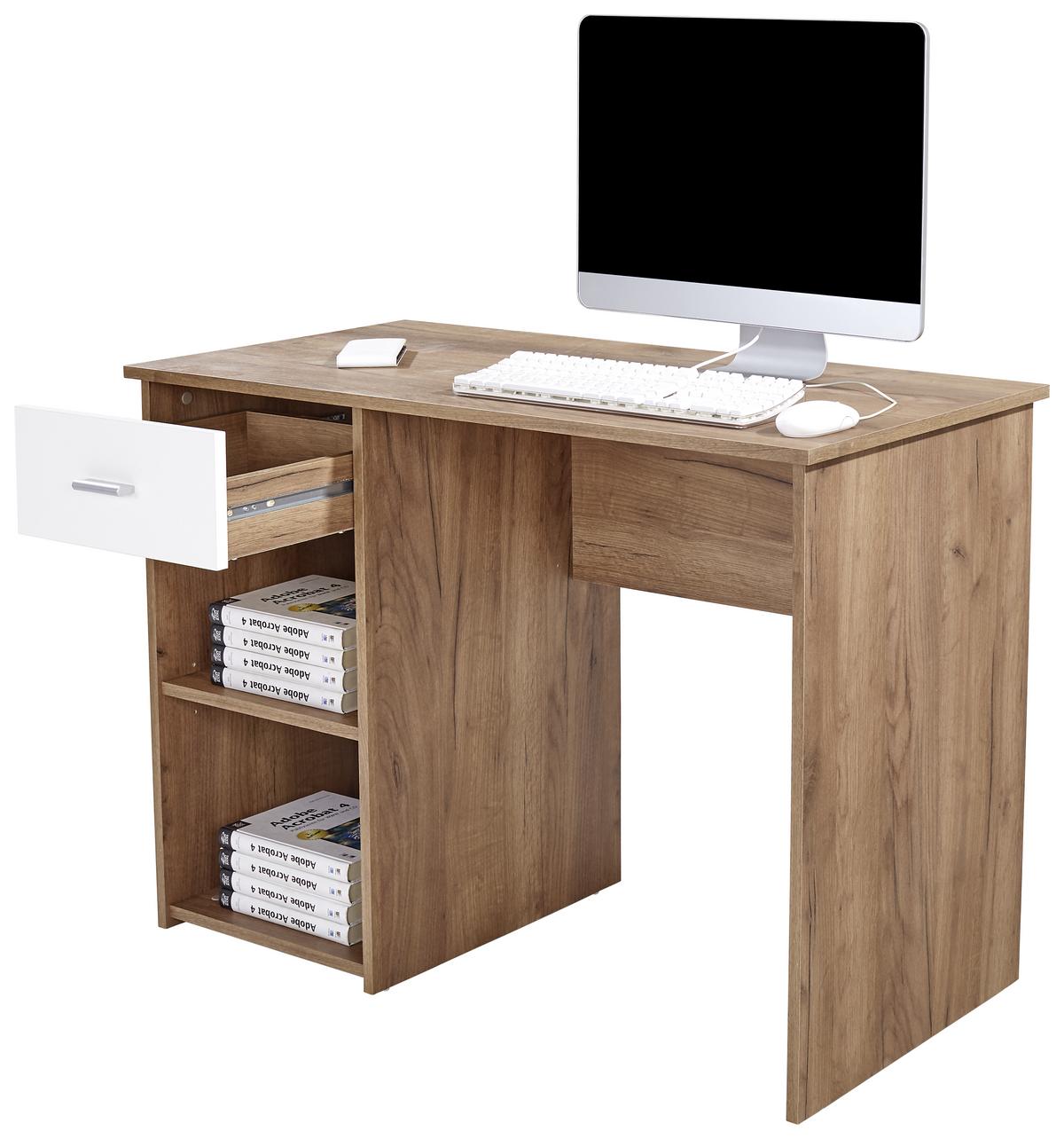 Schreibtisch mit Stauraum B 110 cm H 75cm Kubek 2, Eiche Dekor - Dunkelbraun, MODERN, Holzwerkstoff (110/75/50cm)