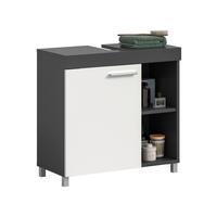 Waschbeckenunterschrank Noah Anthrazit/Weiß B: 65cm - Anthrazit/Silberfarben, Trend, Holzwerkstoff (65/63/31cm) - MID.YOU