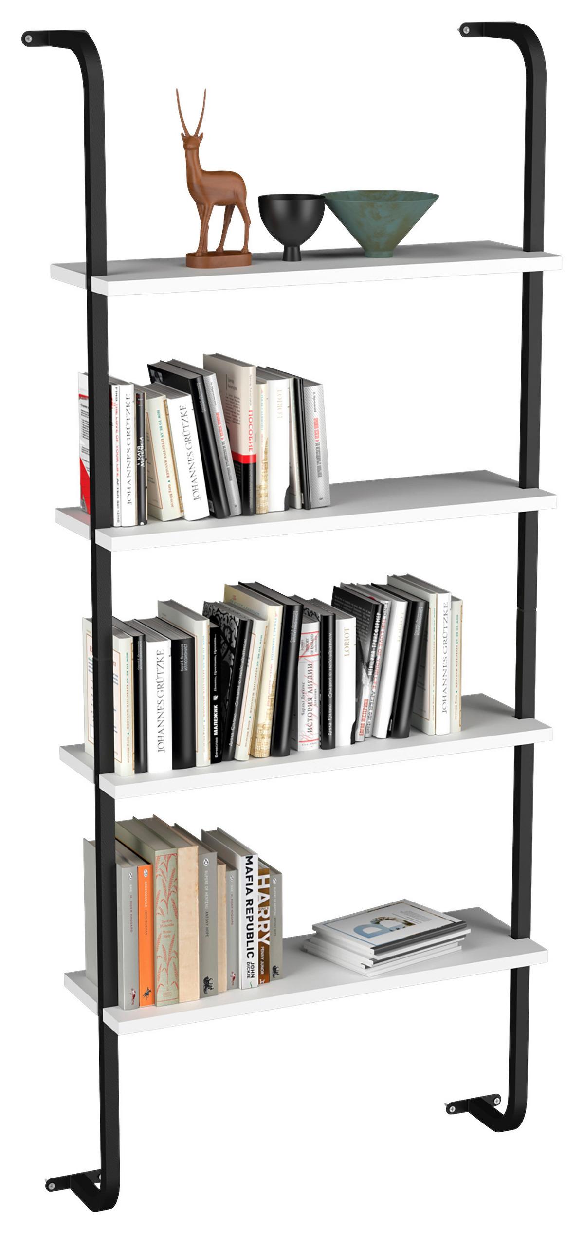 Wandregal Insasi Schwarz Weiß - Schwarz/Weiß, Design, Holzwerkstoff/Metall (64/150/20cm) - MID.YOU