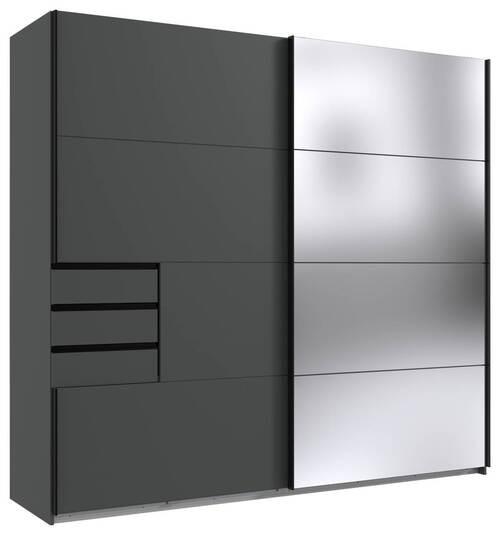 Schwebetürenschrank B: 225 Cm Saigon Anthrazit - Anthrazit, KONVENTIONELL, Glas/Holzwerkstoff (225l) - MID.YOU