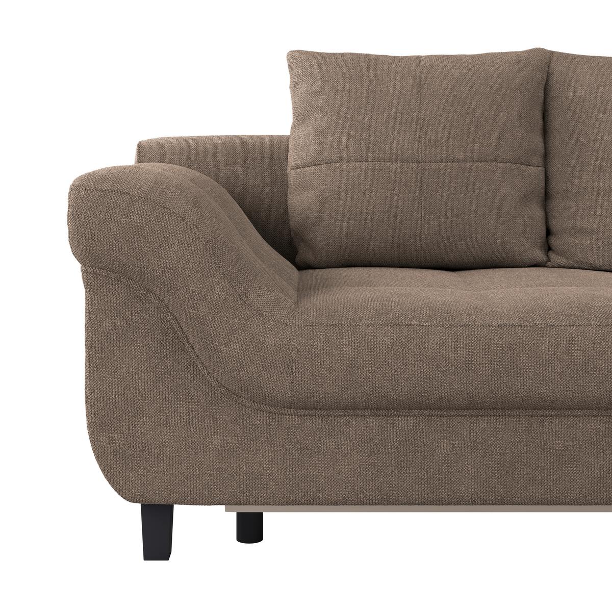 Ecksofa Mit Schlaffunktion & Bettkasten Mendoza Braun - Schwarz/Braun, Design, Textil (309/197cm) - Ondega