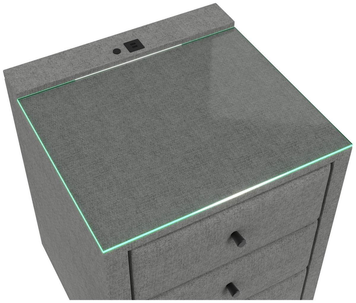 Nočný stolík UNIVERSAL sivá - sivá, Konventionell, kompozitné drevo/textil (48/68/45,5cm) - Premium Living
