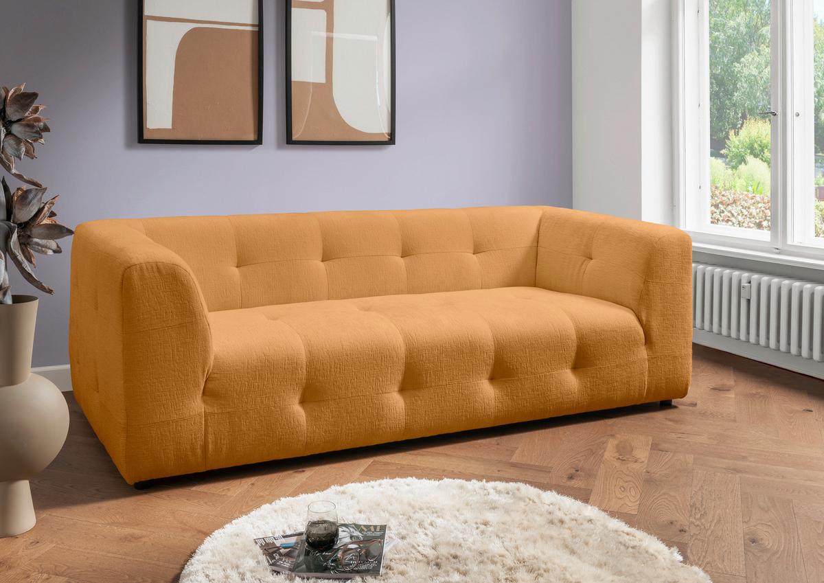 2,5-Sitzer Velice, Goldfarben B: 218 cm - Goldfarben/Schwarz, Design, Textil (218/72/95cm) - Livetastic