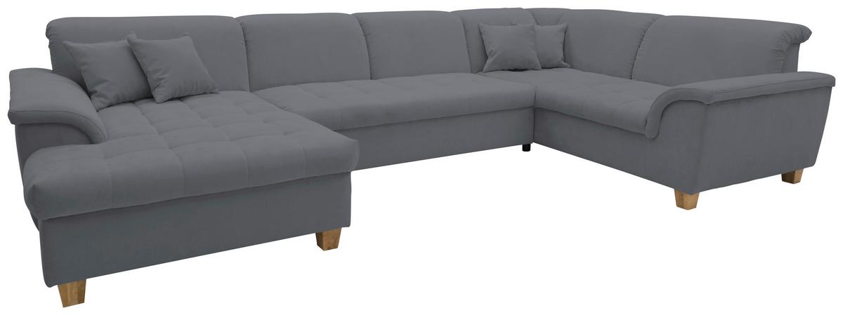Wohnlandschaft Franzi Mit Schlaffunktion Dunkelgrau - Eichefarben/Dunkelgrau, KONVENTIONELL, Textil (170/352/214cm) - MID.YOU