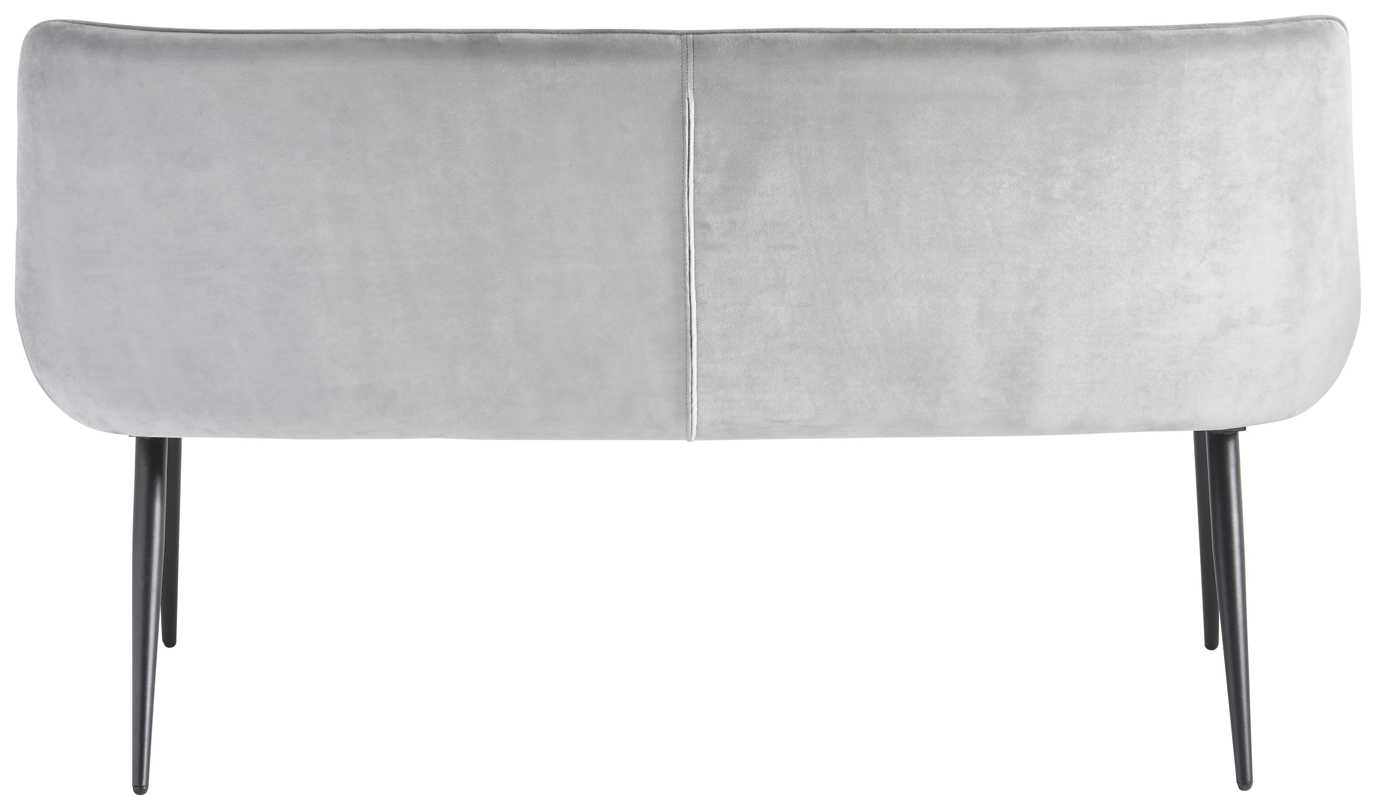 Sitzbank mit Lehne Gepolstert Grau/Schwarz Marion B: 160 cm - Schwarz/Grau, MODERN, Textil/Metall (160/90/64cm) - MID.YOU