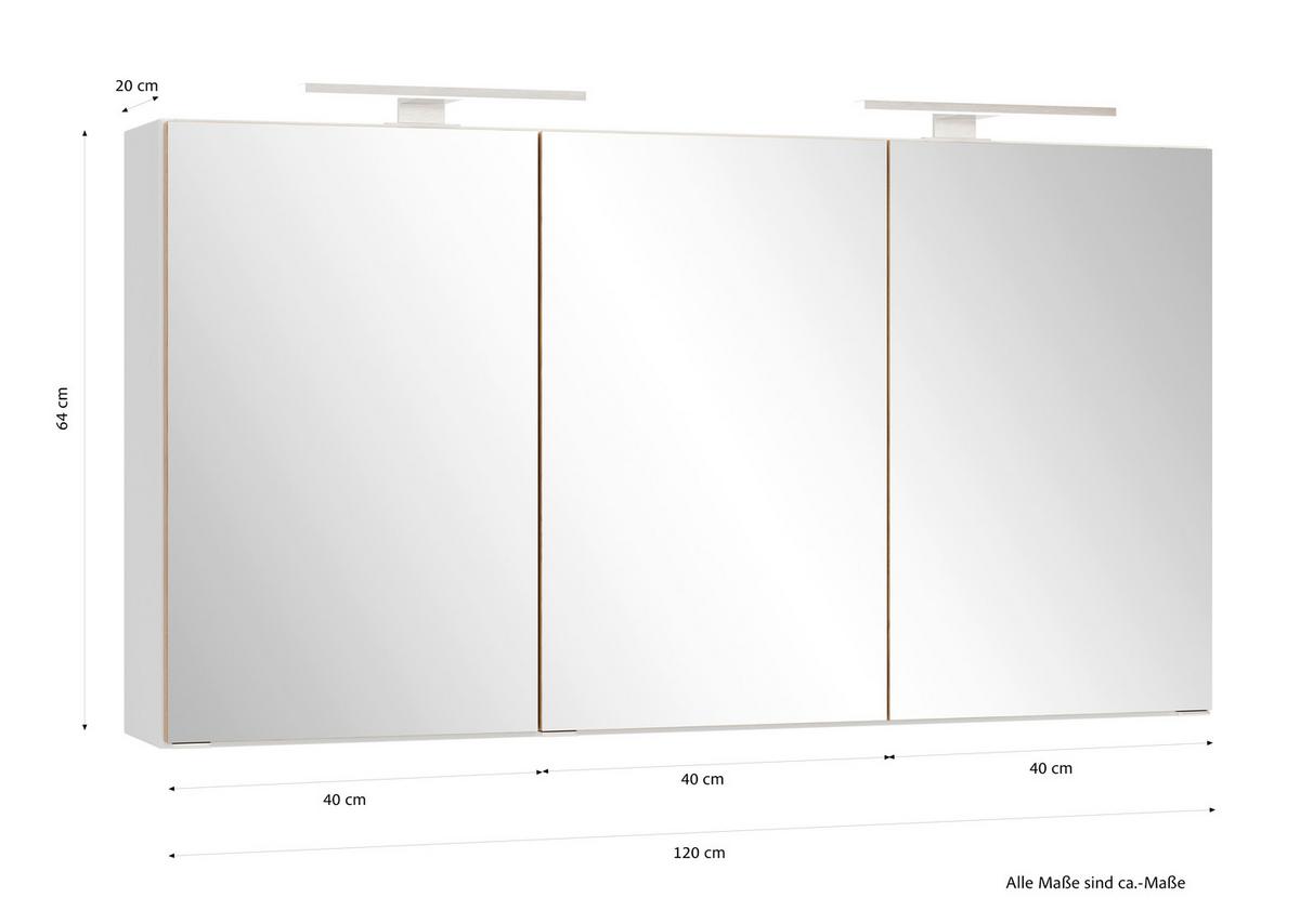 SPIEGELSCHRANK Verona Weiß B: 120cm - Weiß, Trend, Glas/Holzwerkstoff (120/64/20cm) - Held
