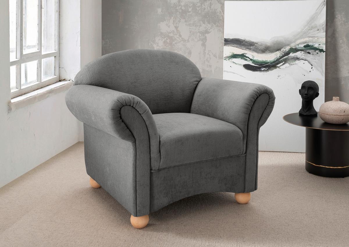 Sessel Torello Graubraun B: 90cm - Wildeiche/Graubraun, KONVENTIONELL, Textil (90/84/80cm) - Livetastic