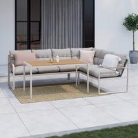 TERASOVÁ SEDACÍ SOUPRAVA FLORENZ 3 - barvy teak/světle šedá, Moderní, kov/textil - Mömax