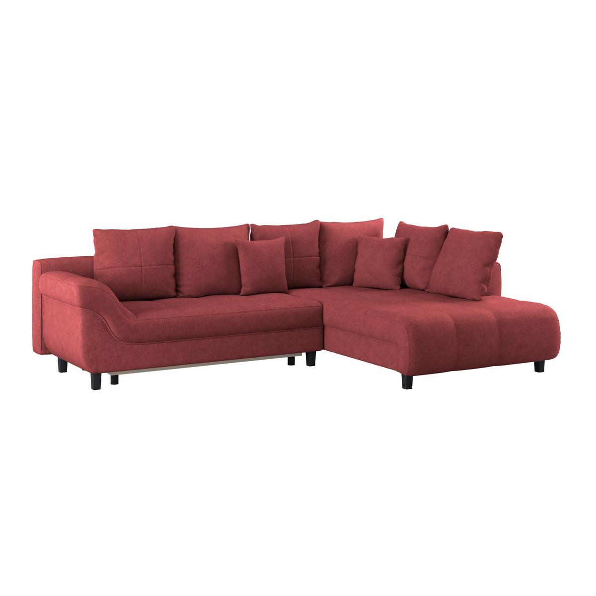 Ecksofa Mit Schlaffunktion & Bettkasten Mendoza Rot - Rot/Schwarz, Design, Textil (309/197cm) - Ondega