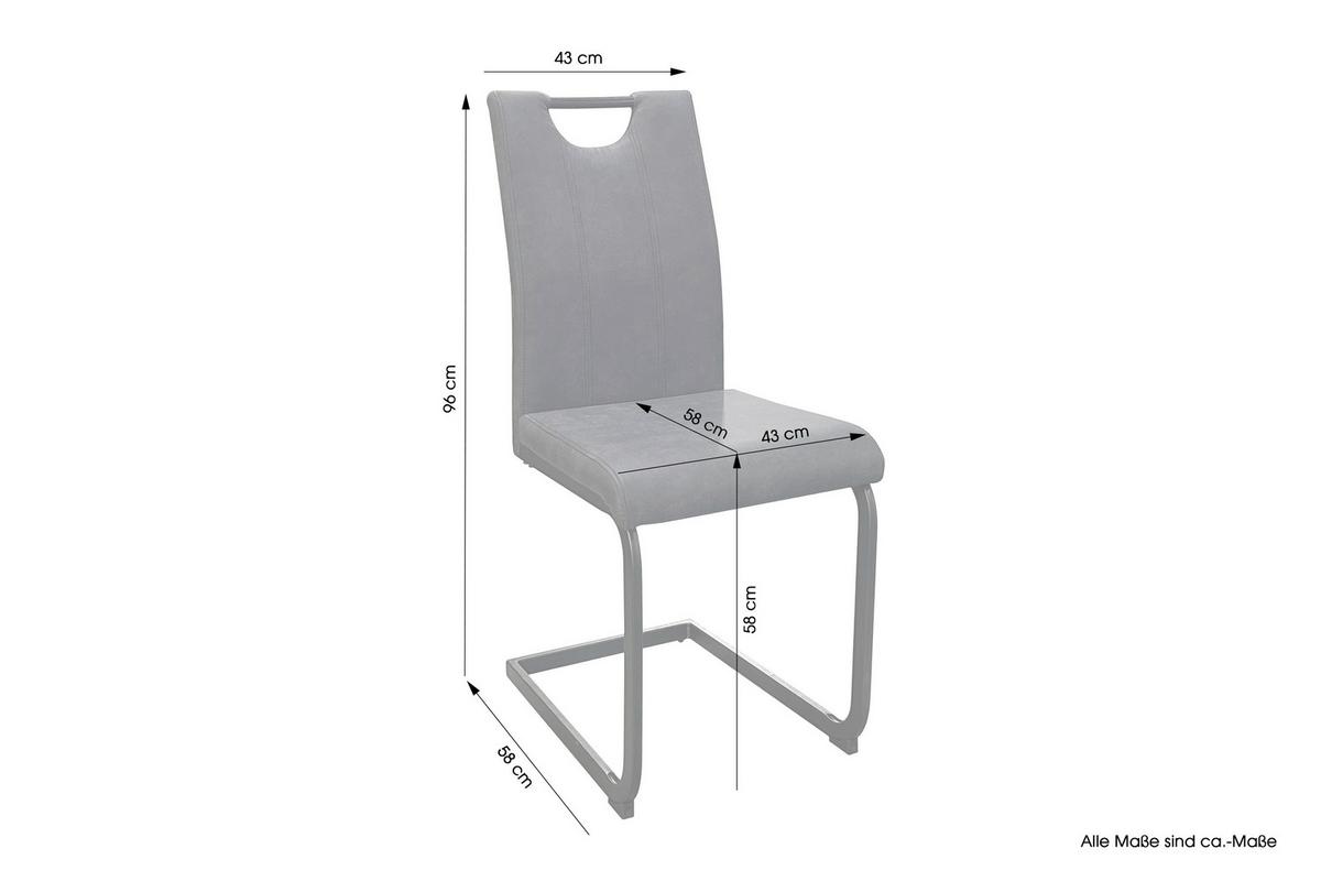 Schwingstuhl-set Banff, Anthrazit, B: 42 Cm - Anthrazit/Schwarz, Design, Textil/Metall (42/97/58cm) - MID.YOU