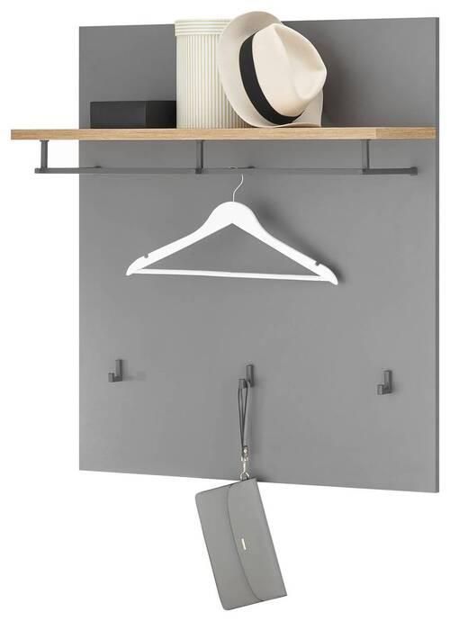 Garderobenpaneel Milan Grau/Eiche Dekor B: 85 cm - Eiche Artisan/Grau, Natur, Holzwerkstoff (85/95/32cm) - MID.YOU