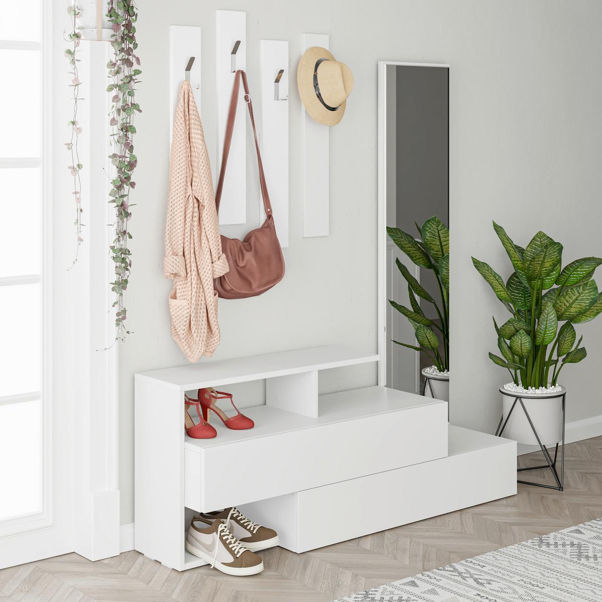 Kleiderständer Ramda, Weiß B: 137 cm - Weiß, Design, Holzwerkstoff (137/154/35cm) - Livetastic