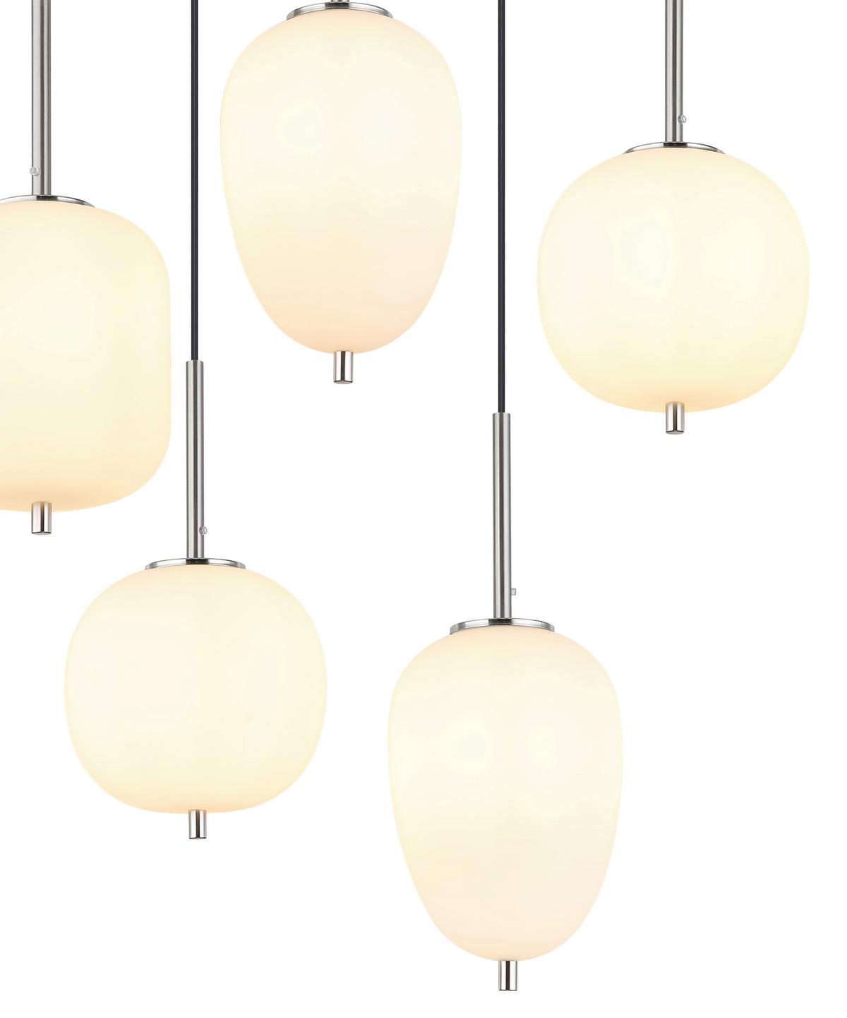 Hängeleuchte Exkl. 8xe14 W - Nickelfarben, Basics, Glas/Metall (102,5/34/120cm) - Globo