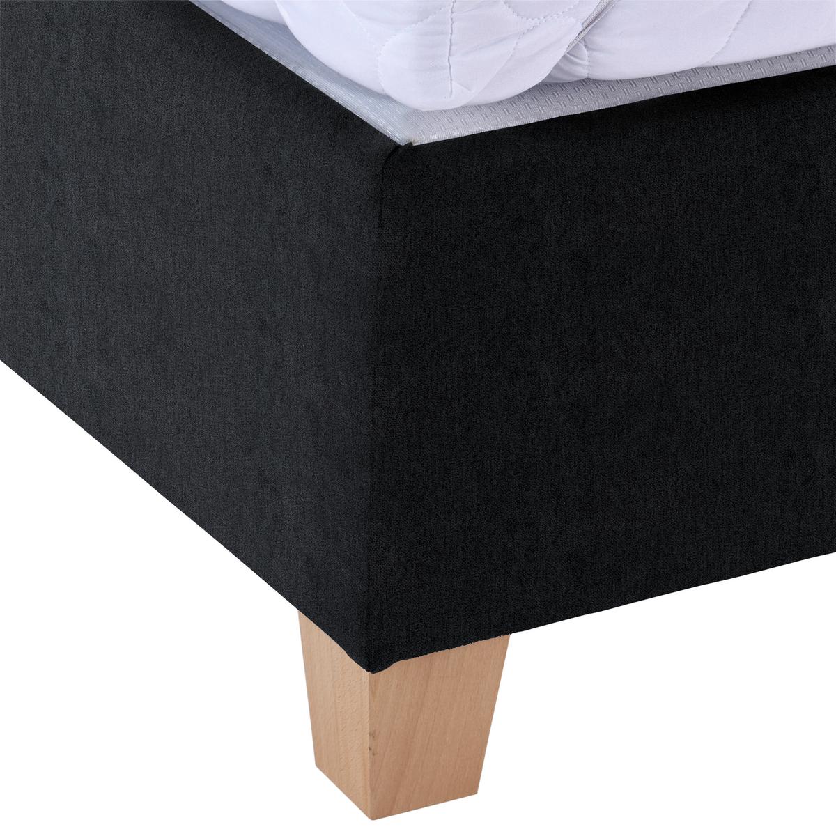 Polsterbett Mit Bettkasten 140x200 Bellagio Schwarz - Buchefarben/Schwarz, KONVENTIONELL, Holz/Textil (140/200cm)